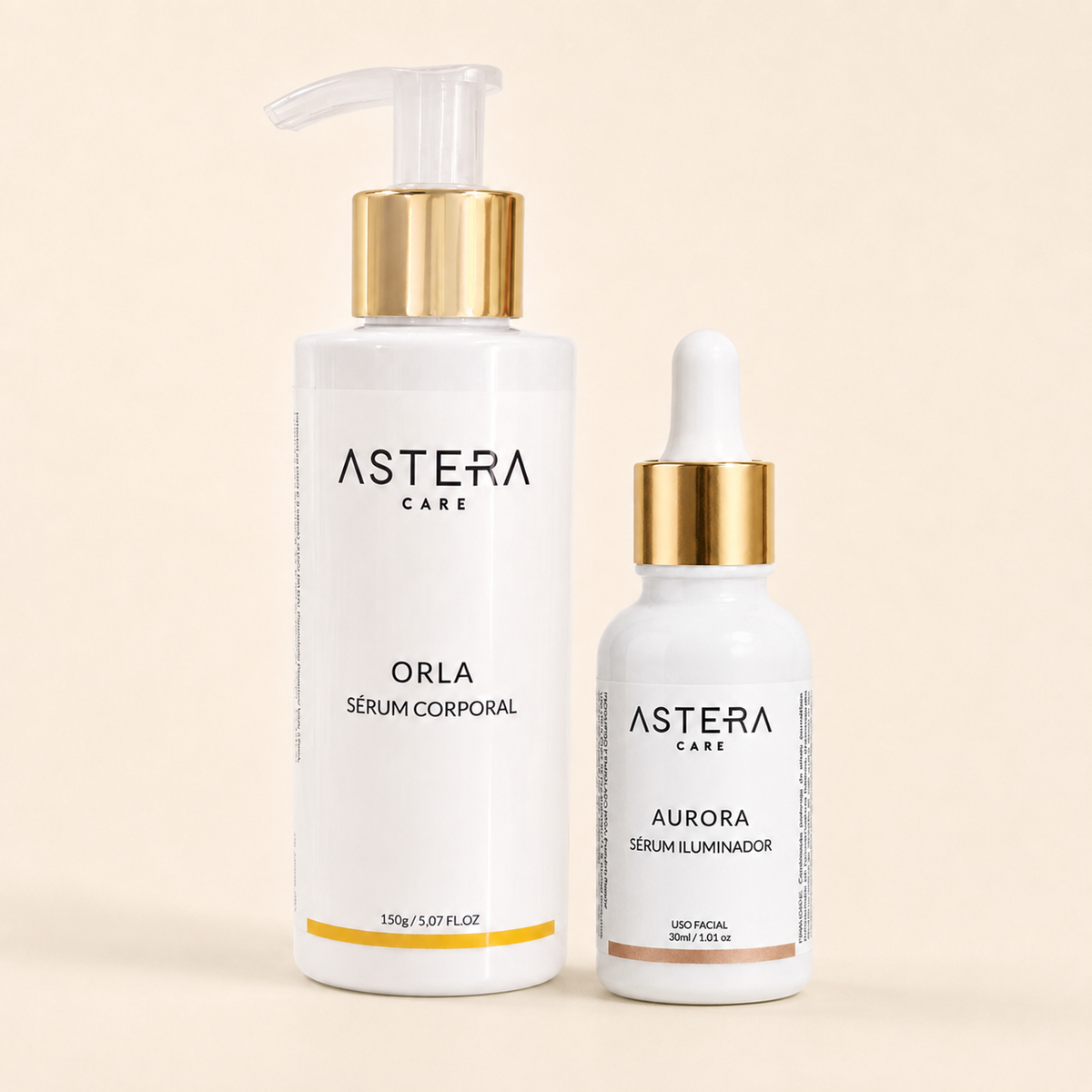 Kit Brilho Total AsteraCare — Orla Sérum Corporal e Aurora Sérum Iluminador